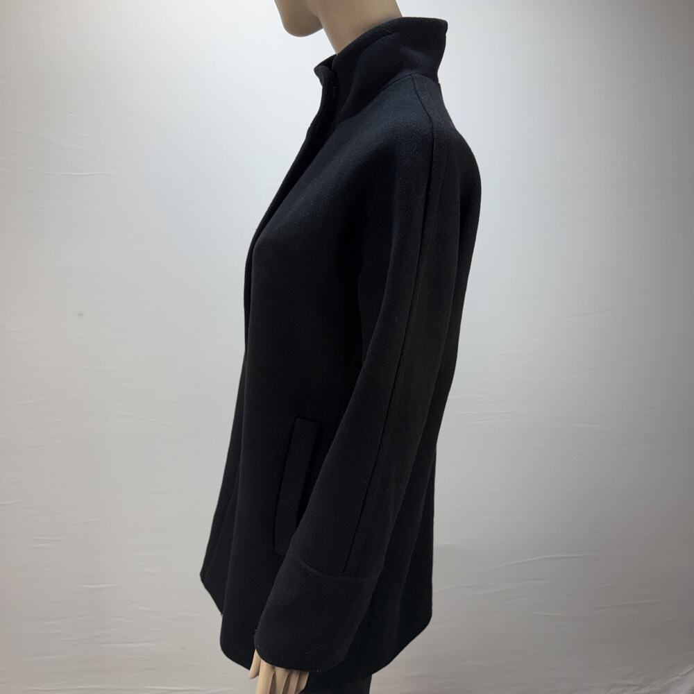 J Crew Womens Classic City Coat Size 12 Black Wool Blend Mock Neck Minimalist‎ - Picture 3 of 8